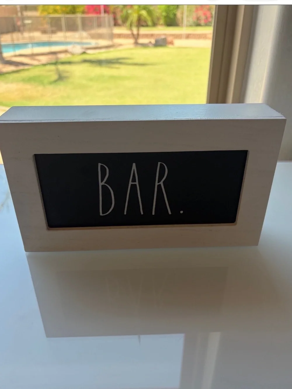Rae Dunn White Framed BAR Sign with Black Panel